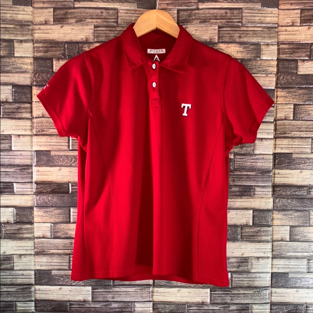 EUC Women’s Antigua Texas Rangers Red Polo Shirt Medium Polyester